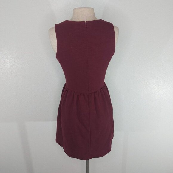 J Crew Womens Small Knit Daybreak Dress Round Neck Back Zip Sleeveless Burgundy - Picture 5 of 12
